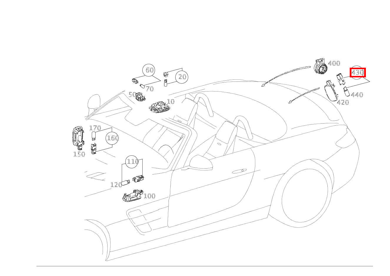 Lampenfassung INNENLEUCHTE KOFFERRAUM; 12V-5W SLS AMG GT Roadster Final Edition 197