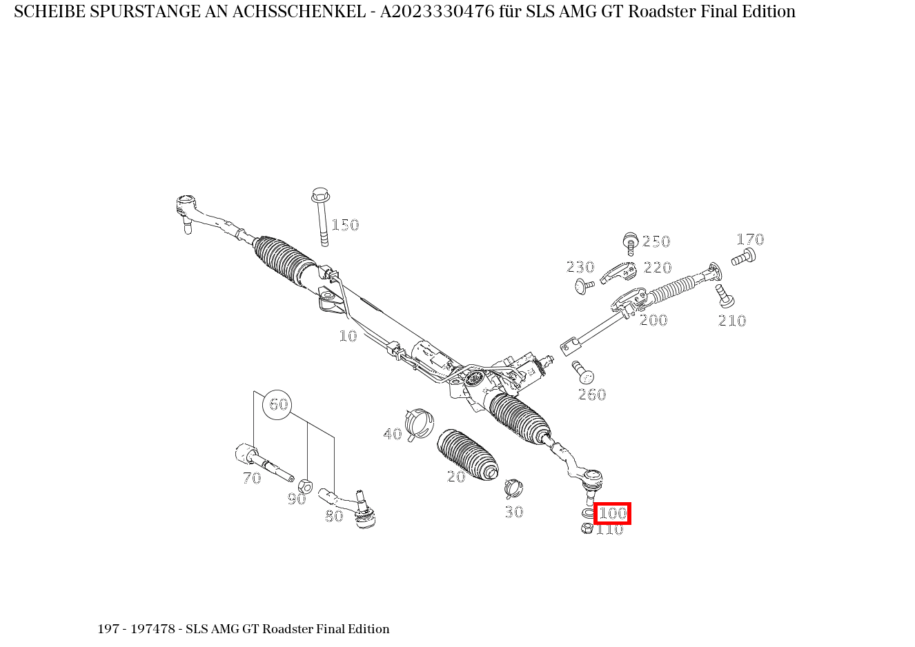 Scheibe SPURSTANGE AN ACHSSCHENKEL SLS AMG GT Roadster Final Edition 197