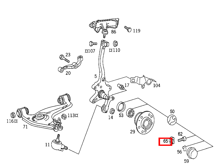 KLEMMMUTTER VORDERRADNABE AN ACHSSCHENKEL S 350 Turbodiesel 140