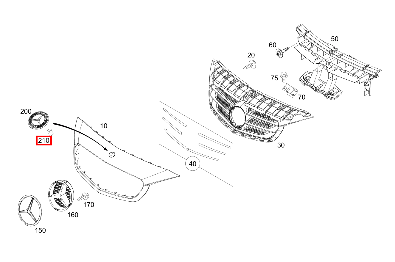 BEFESTIGUNGSTUELLE Befestigung Firmenzeichen 111 CDI 415
