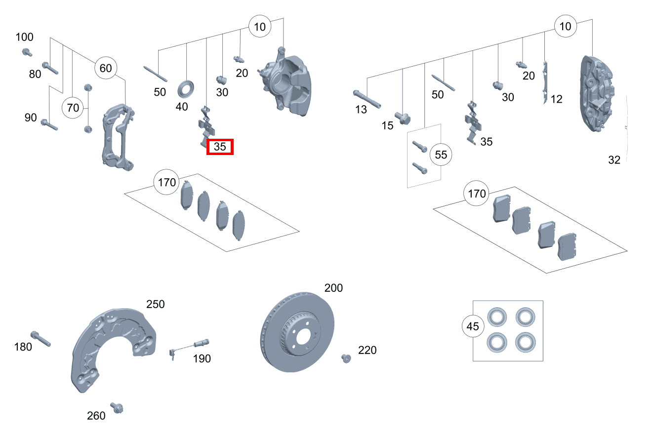 Spreizfeder Bremssattel links und rechts Mercedes-AMG E 63 S 4MATIC+ T-Modell 213 Spreizfeder Bremssattel links und rechts Mercedes-AMG E 63 S 4MATIC+ T-Modell 213