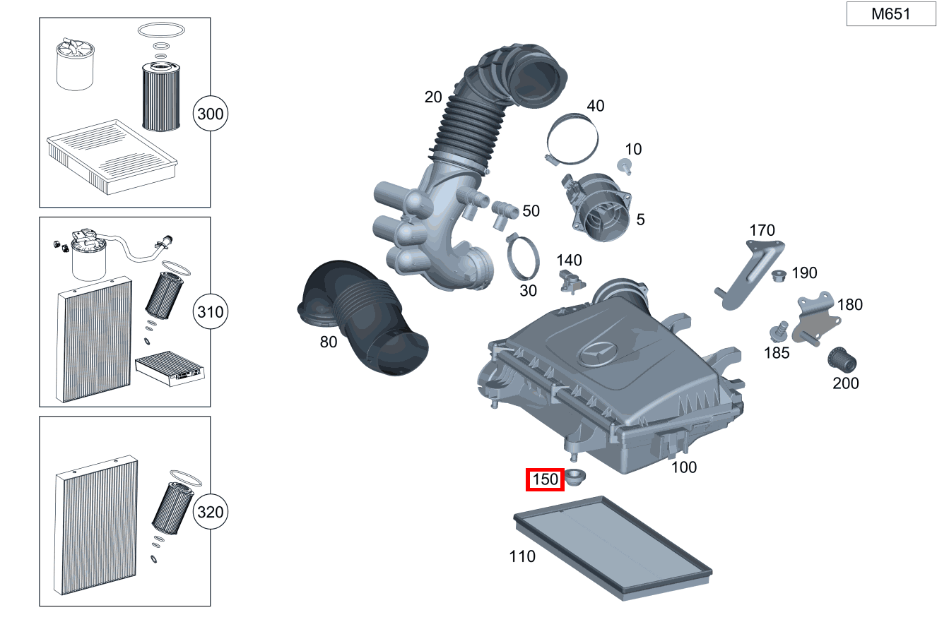 Elastomerlager Dämpferfilter vorn Vito Kastenwagen 116 BlueTEC K 201