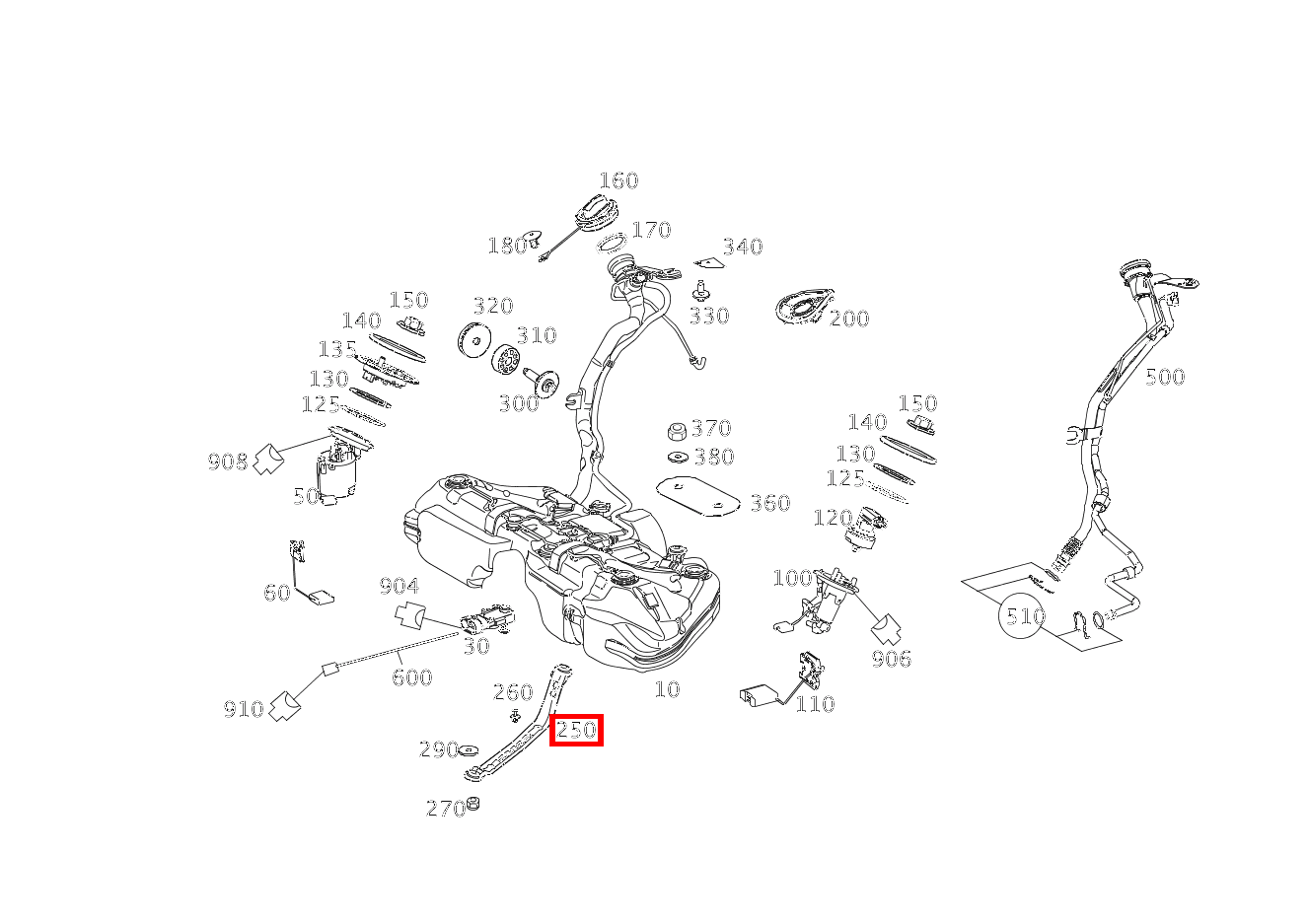 Spannband TANK AN KAROSSERIE GLK350 4M 204