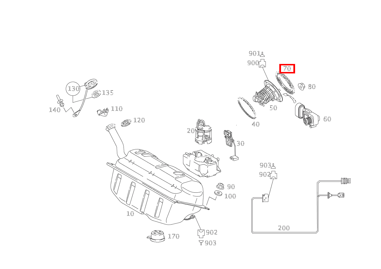 VERSCHLUSSRING KRAFTSTOFFFILTER AN TANK SLK 55 AMG Roadster 171
