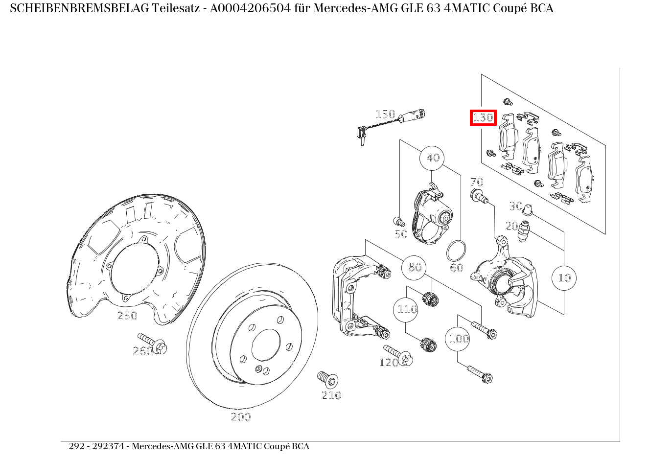 Scheibenbremsbelag Teilesatz Mercedes-AMG GLE 63 4MATIC Coupé BCA 292 Scheibenbremsbelag Teilesatz Mercedes-AMG GLE 63 4MATIC Coupé BCA 292