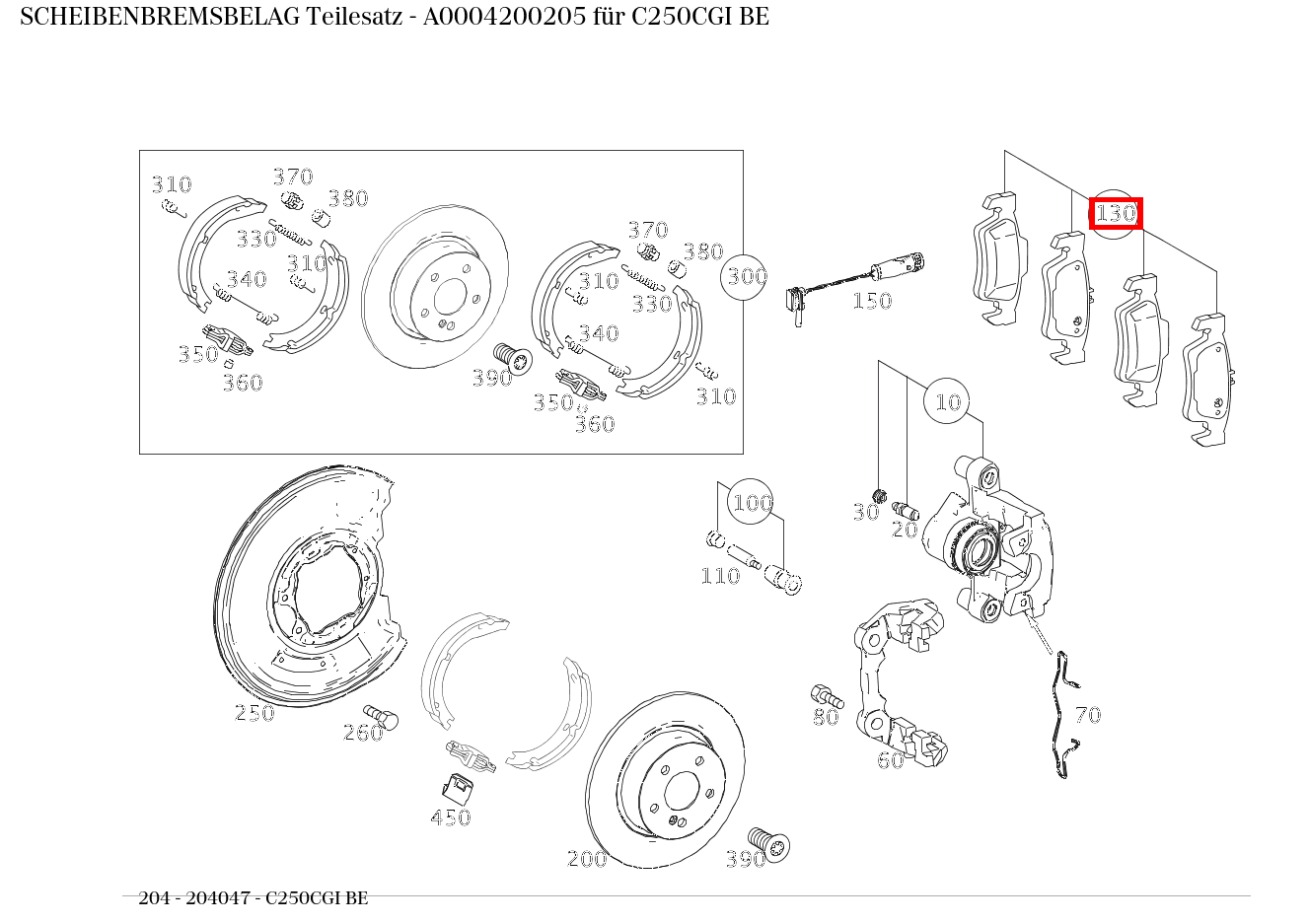 Scheibenbremsbelag Teilesatz C250CGI BE 204