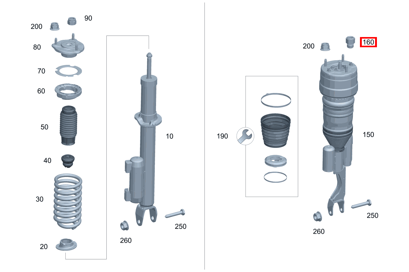 Anschlussstutzen AN FEDERBEIN VORNE LINKS UND RECHTS E 200 Cabriolet 238