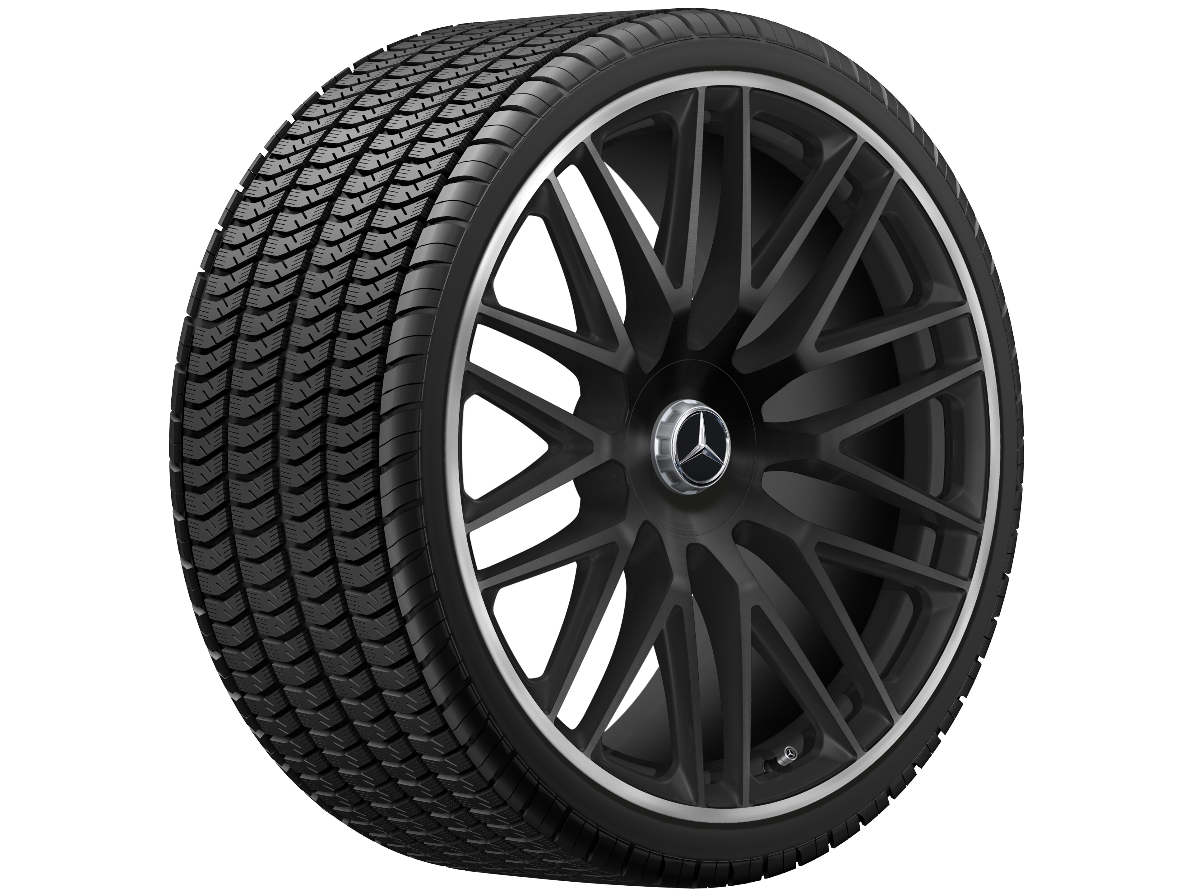 AMG Schmiederad 23 Zoll 11,5 J x 23 ET 47, schwarz matt, Felgenhorn glanzgedreht