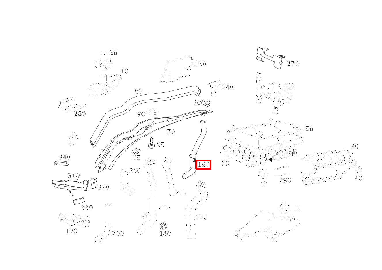 Wasserablauf MOTORRAUM C 220 d T-Modell 205
