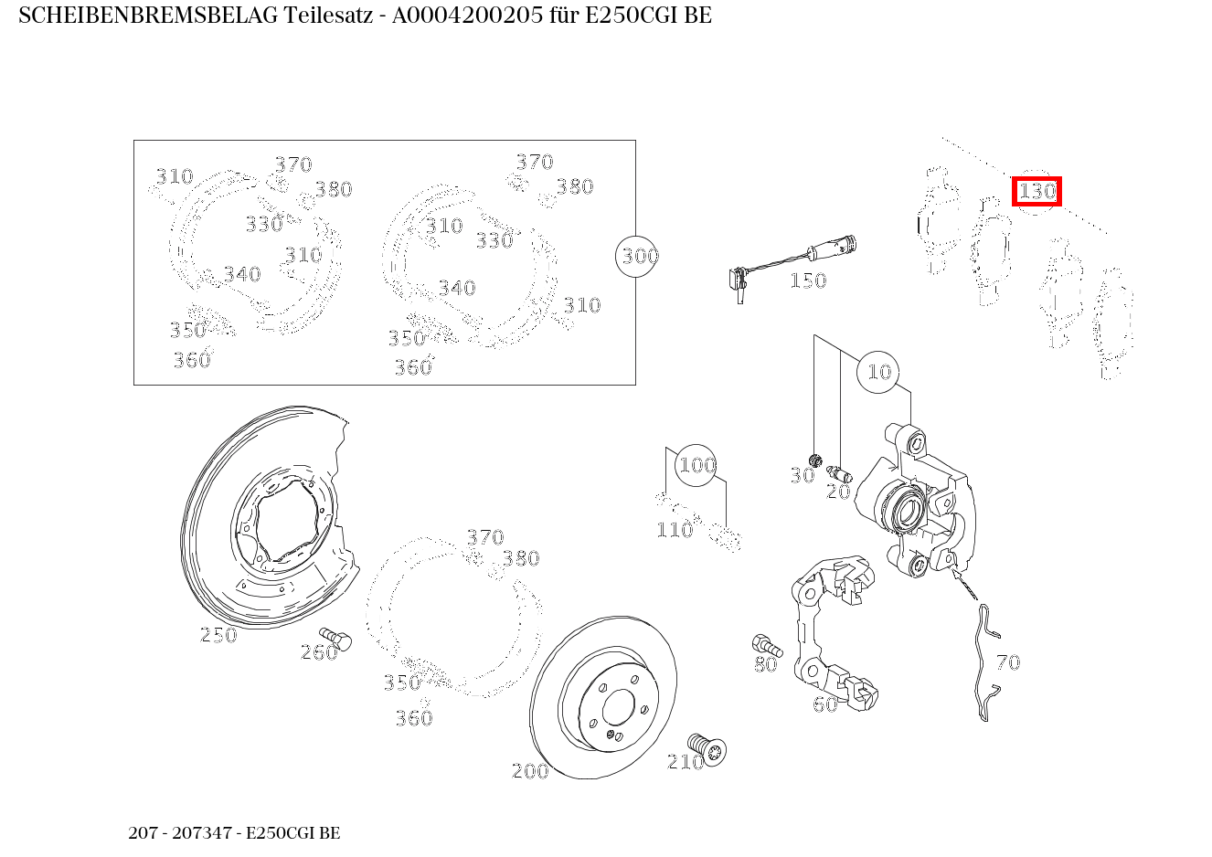 Scheibenbremsbelag Teilesatz E250CGI BE 207