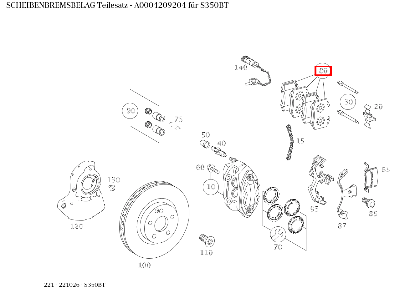 Scheibenbremsbelag Teilesatz S350BT 221 Scheibenbremsbelag Teilesatz S350BT 221