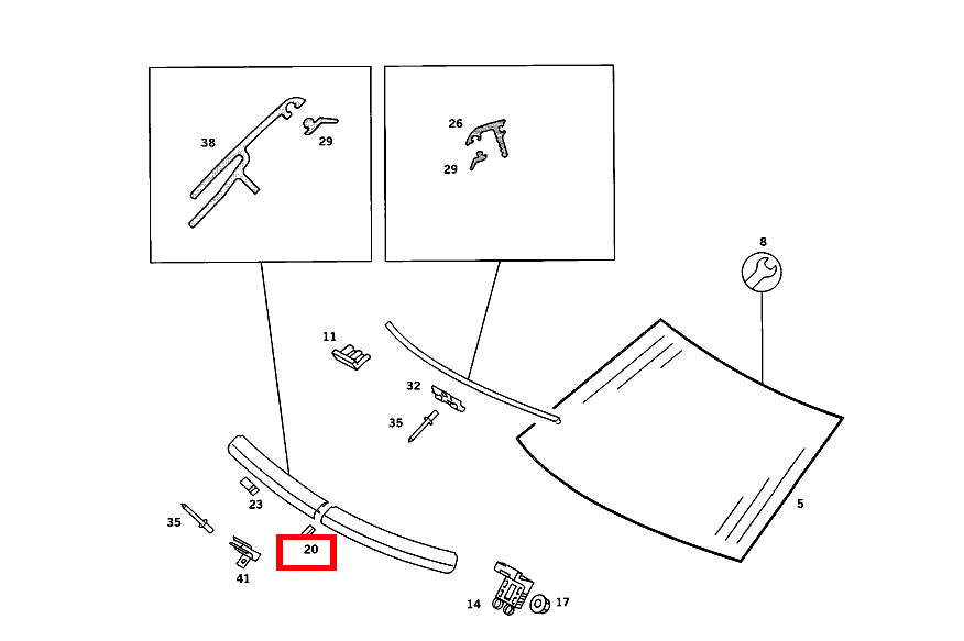 Zwischenlage SCHEIBENABSTUETZUNG UNTER WINDSCHUTZ; 14 X 8 X 5 MM 190 D 2.5 Limousine 201 Zwischenlage SCHEIBENABSTUETZUNG UNTER WINDSCHUTZ; 14 X 8 X 5 MM 190 D 2.5 Limousine 201