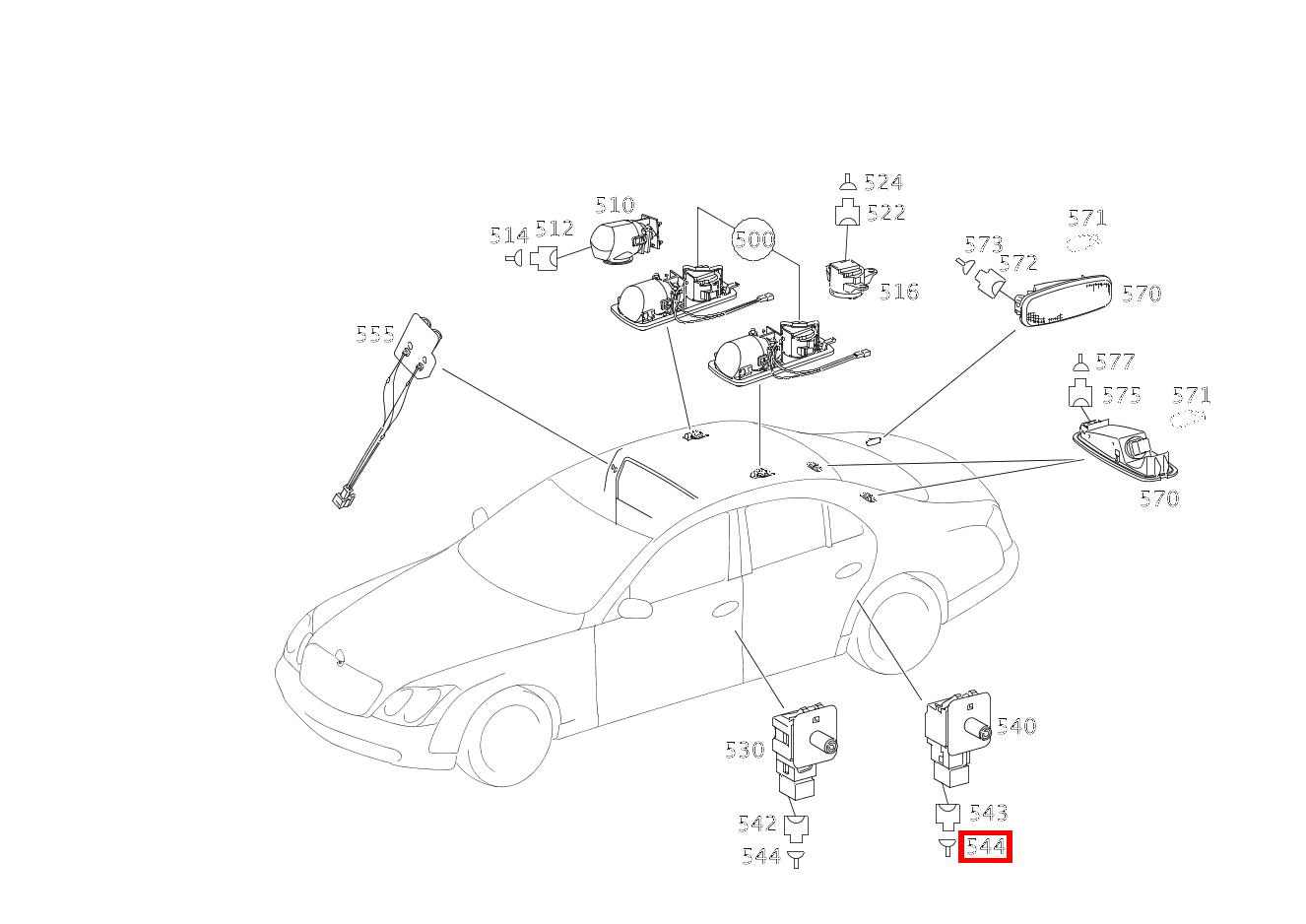 Kontaktbuchse TUERKONTAKTSCHALTER HINTEN LINKS S17/5; 0.5-0.75 MM2 SLK2.8 Maybach 62 S (langer Radstand) 240