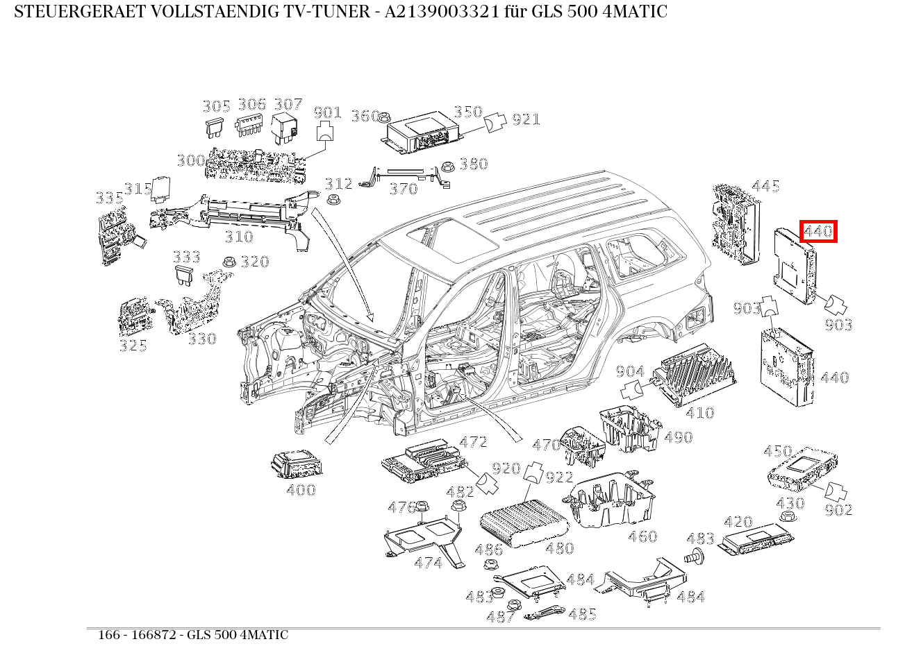 Steuergerät vollständig TV-TUNER GLS 500 4MATIC 166