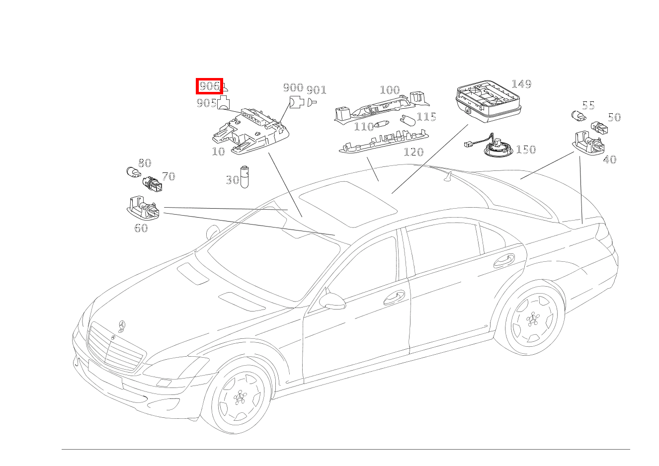 Kontaktbuchse TASTSCHALTER NOTRUF 4-POLIG S93/3; 0.25-0.35 MM2 MQS S 550 Limousine lang BCA 221