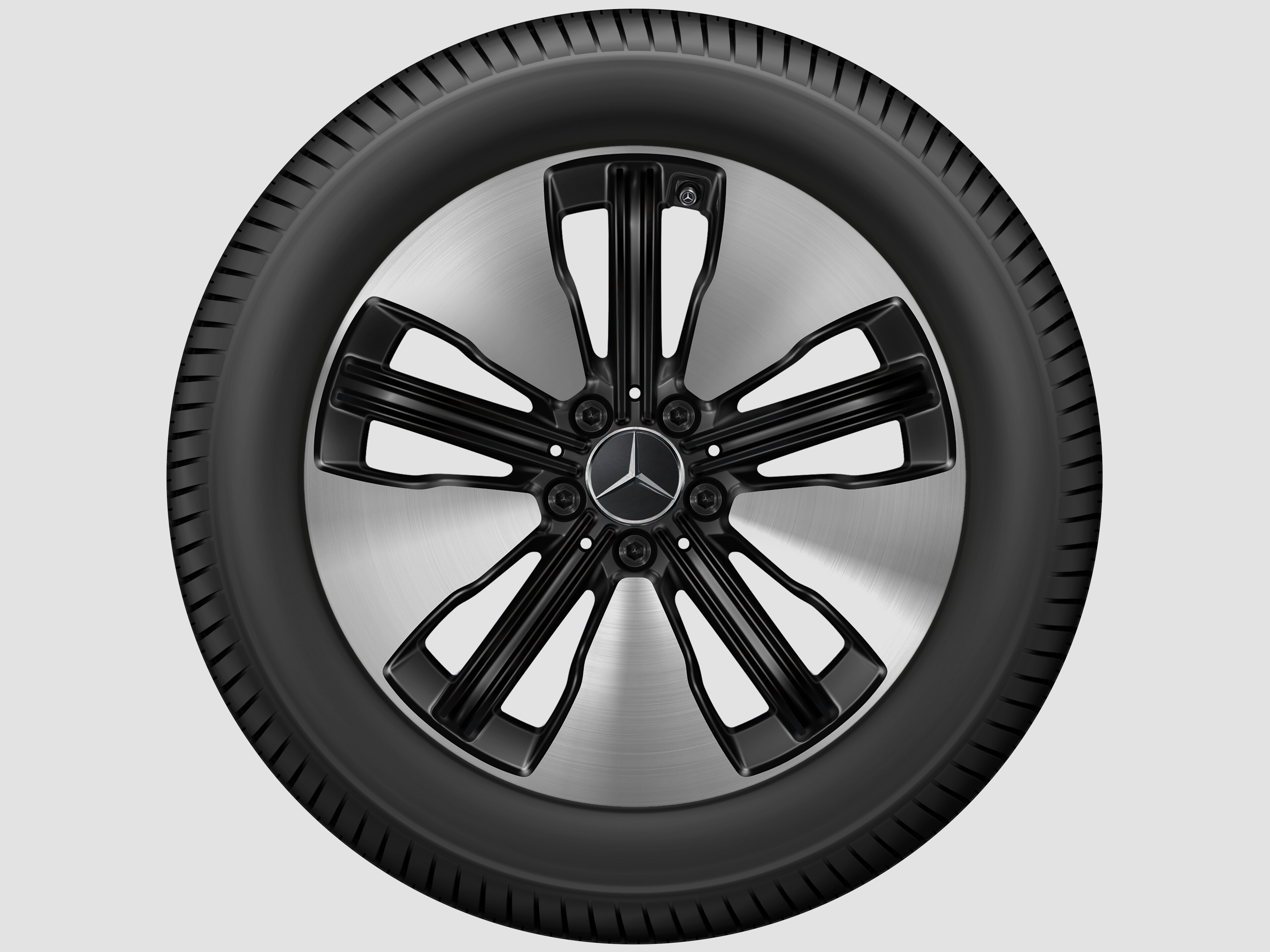 Mercedes-Benz - 5-Doppelspeichen-Rad, mit Zusatzspeichen, 18 Zoll, Aero 7,5 J x 18 ET 53,5, schwarz, glanzgedreht