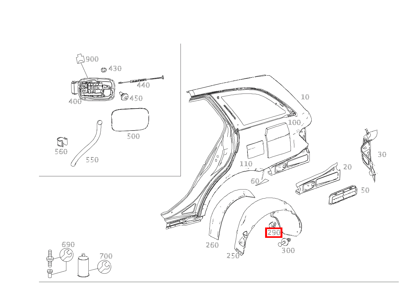 KUNSTSTOFFMUTTER BEFESTIGUNG ABDECKUNG RECHTS C 180 KOMPRESSOR T-Modell BlueEFFICIENCY 240