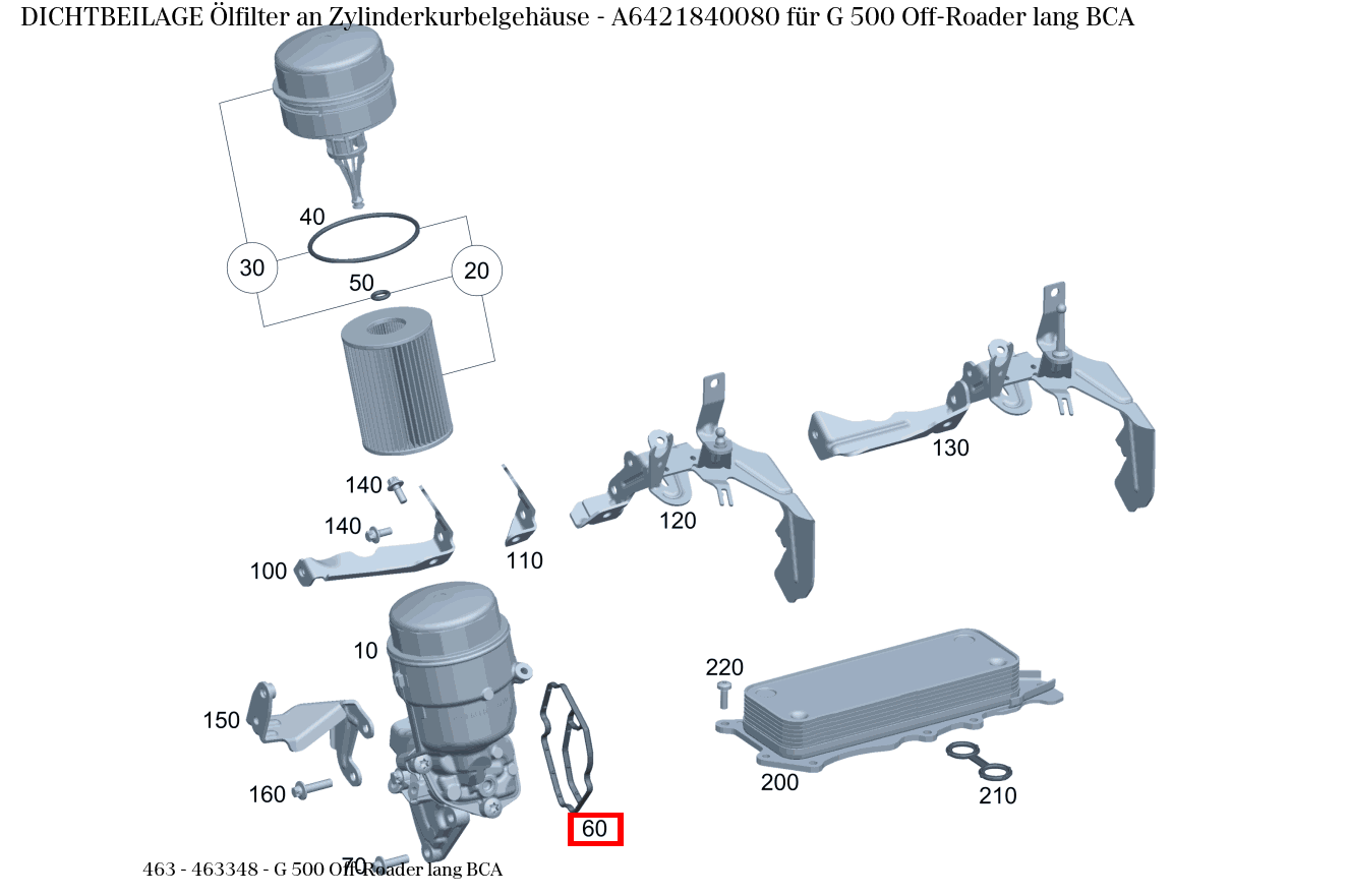 Dichtbeilage Ölfilter an Zylinderkurbelgehäuse G 500 Off-Roader lang BCA 463