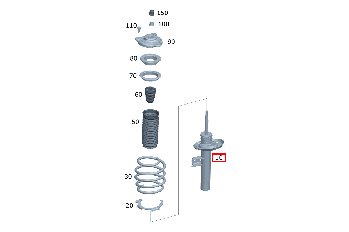 Dämpferbein Vorne rechts Mercedes-AMG CLA 35 4MATIC Coupé 177 Dämpferbein Vorne rechts Mercedes-AMG CLA 35 4MATIC Coupé 177