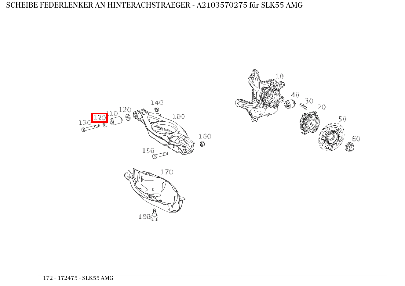 Scheibe FEDERLENKER AN HINTERACHSTRAEGER SLK55 AMG 172