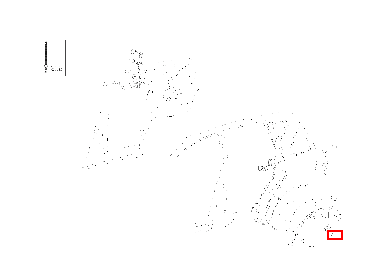 KUNSTSTOFFMUTTER ABDECKUNG AN RADEINBAU RECHTS A 210 L EVOLUTION 168