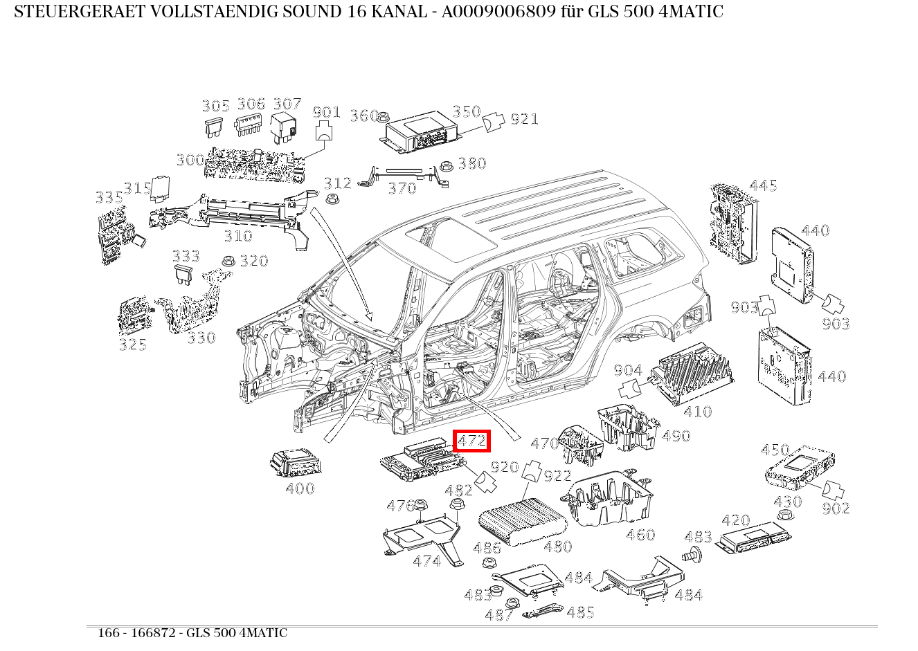 Steuergerät vollständig SOUND 16 KANAL GLS 500 4MATIC 166