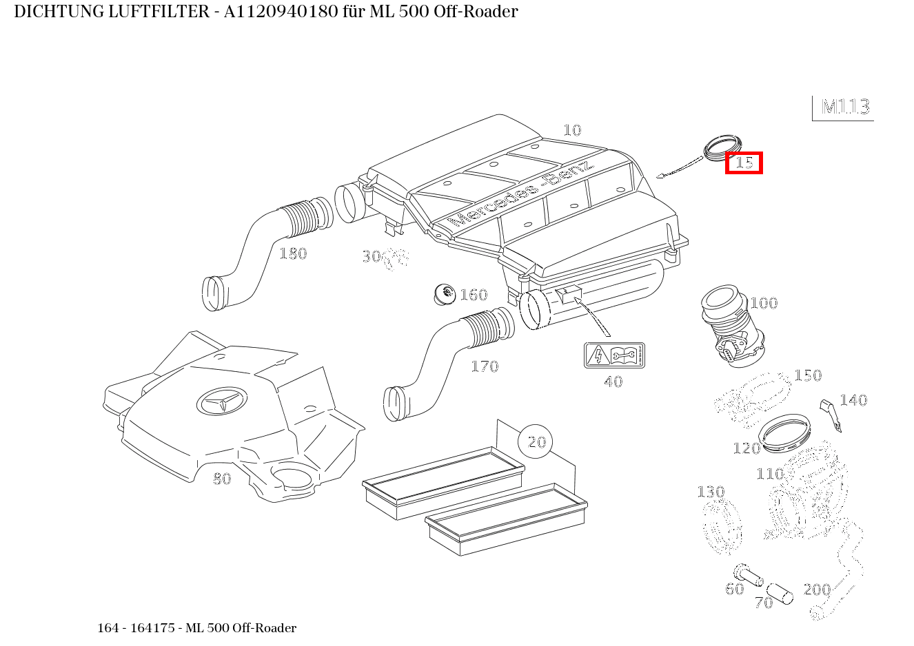 ABDICHTUNG LUFTFILTER ML 500 Off-Roader 164