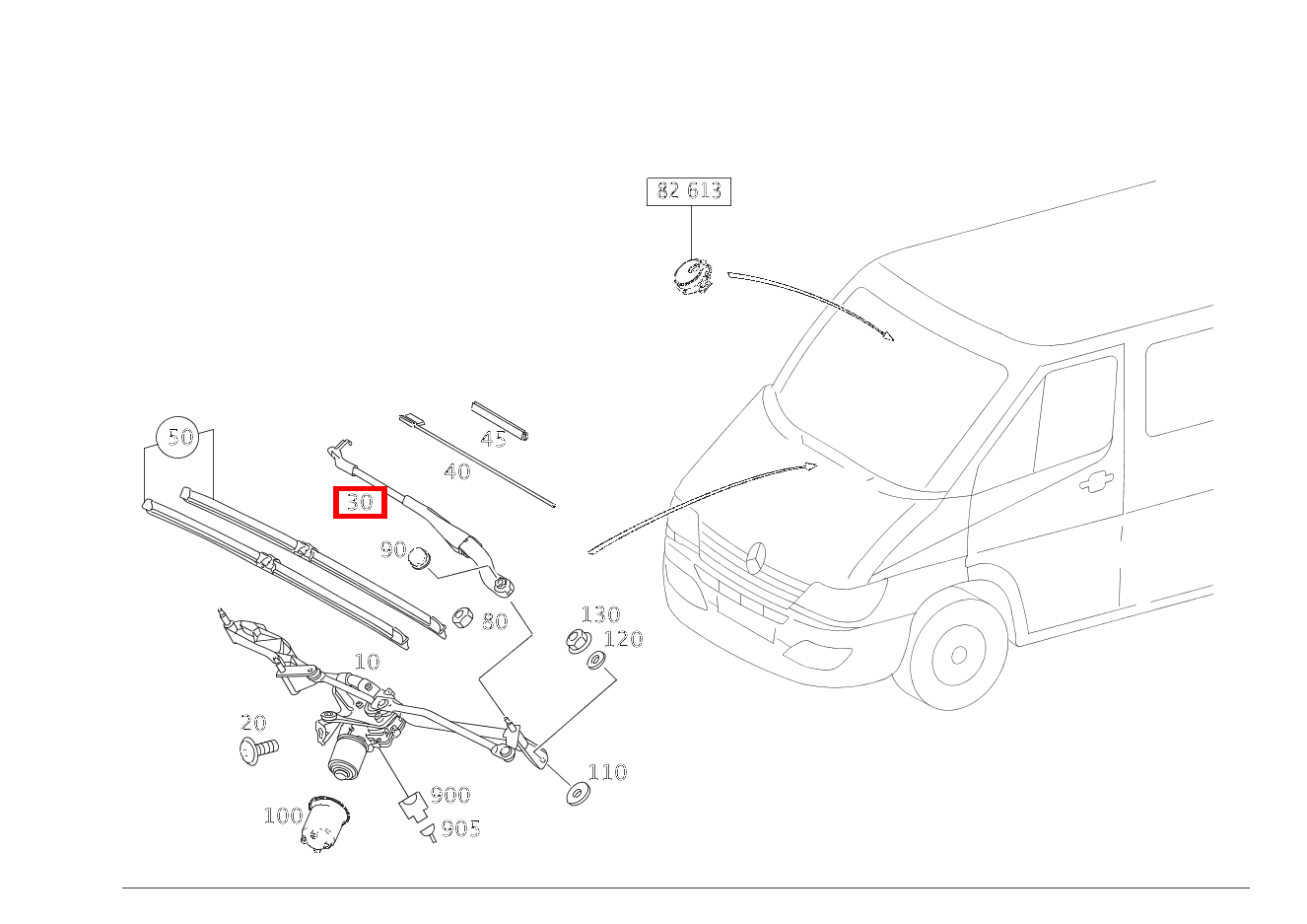 Wischerarm RECHTS 906 Wischerarm RECHTS 906