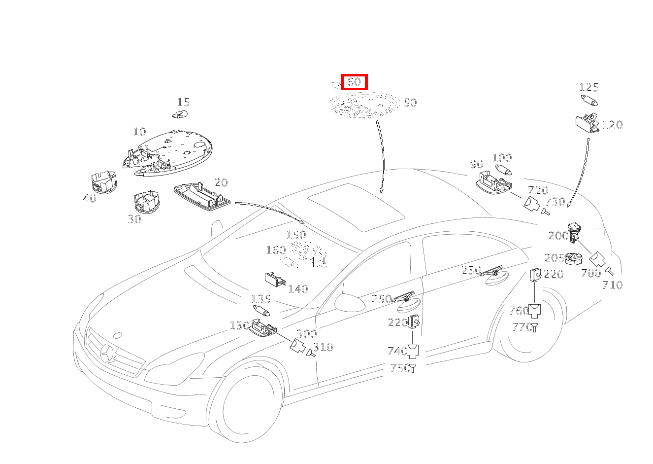 Glühlampe In Dachverkleidung; 12V-6W CLS 55 AMG 219 Glühlampe In Dachverkleidung; 12V-6W CLS 55 AMG 219