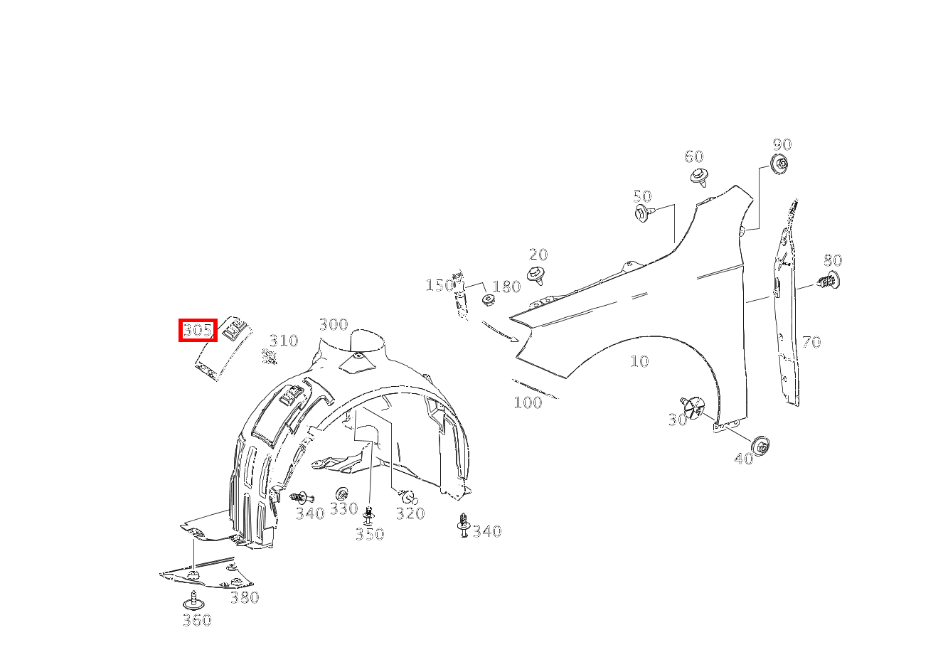 RADLAUFABDECKUNG SERVICEKLAPPE RECHTS A 45 AMG 4MATIC 176 RADLAUFABDECKUNG SERVICEKLAPPE RECHTS A 45 AMG 4MATIC 176