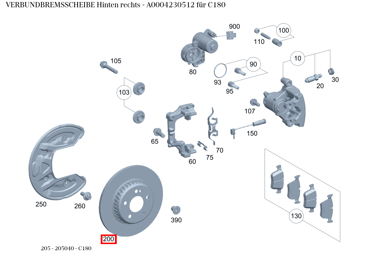 Verbundbremsscheibe Hinten rechts C180 205