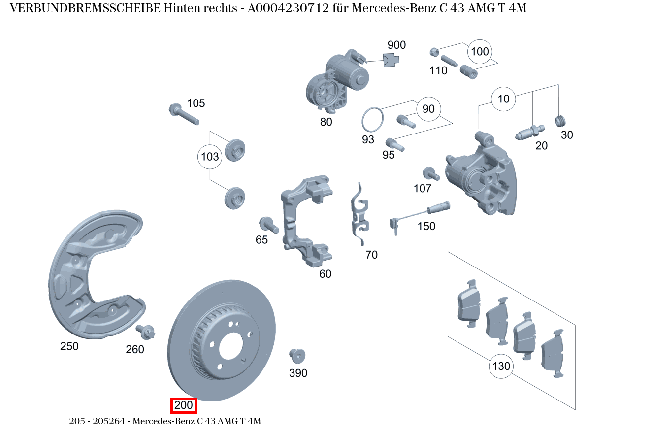 Verbundbremsscheibe Hinten rechts Mercedes-Benz C 43 AMG T 4M 205 Verbundbremsscheibe Hinten rechts Mercedes-Benz C 43 AMG T 4M 205
