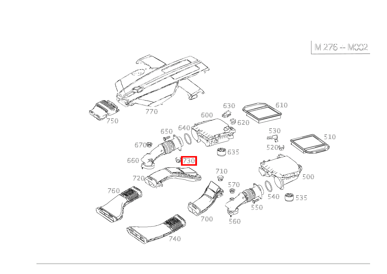 Puffer Luftleitung rechts S 560 e Limousine lang BCA 222