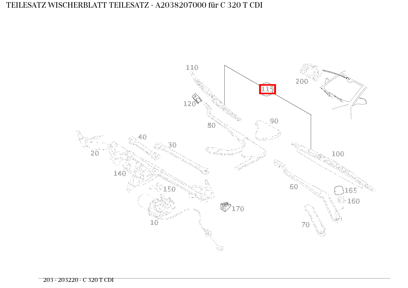 Teilesatz Wischerblatt TEILESATZ C 320 T CDI 203