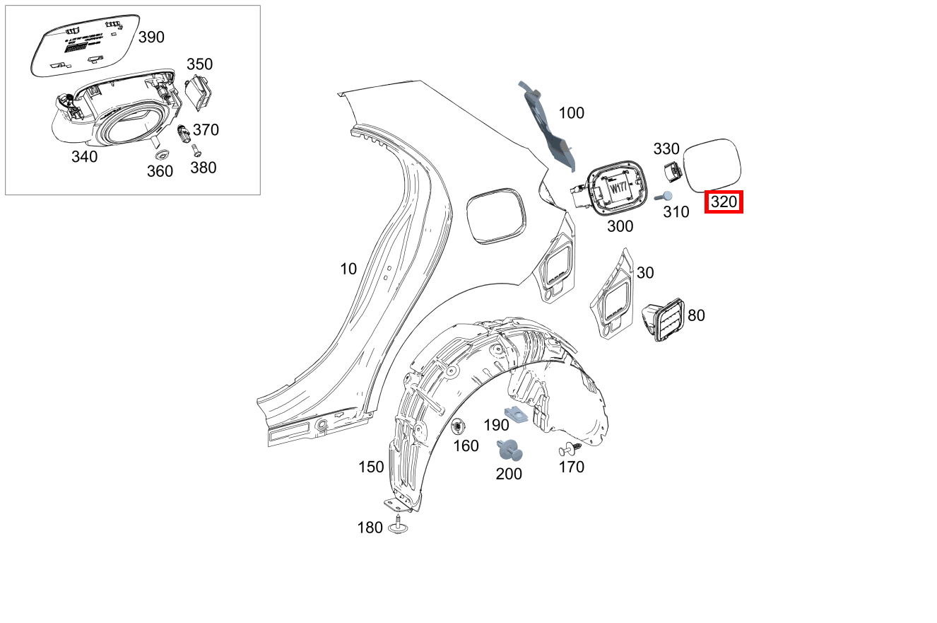 Beplankung Tankklappe Tankklappe GLA 200 247