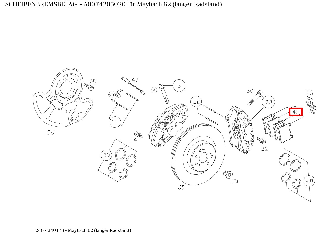 Scheibenbremsbelag Maybach 62 (langer Radstand) 240