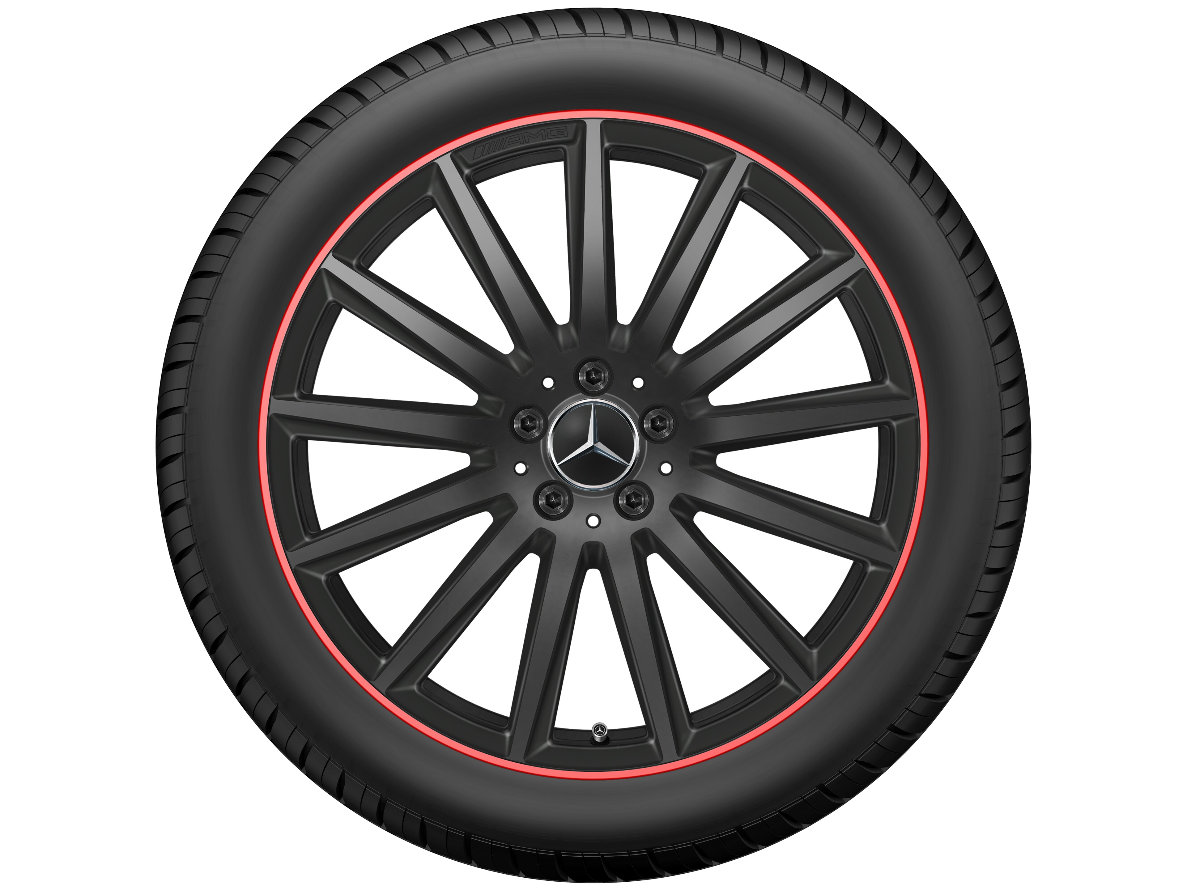 AMG Vielspeichen-Rad, 50,8 cm (20 Zoll), Felgenhorn rot lackiert 8 J x 20 ET 48, schwarz