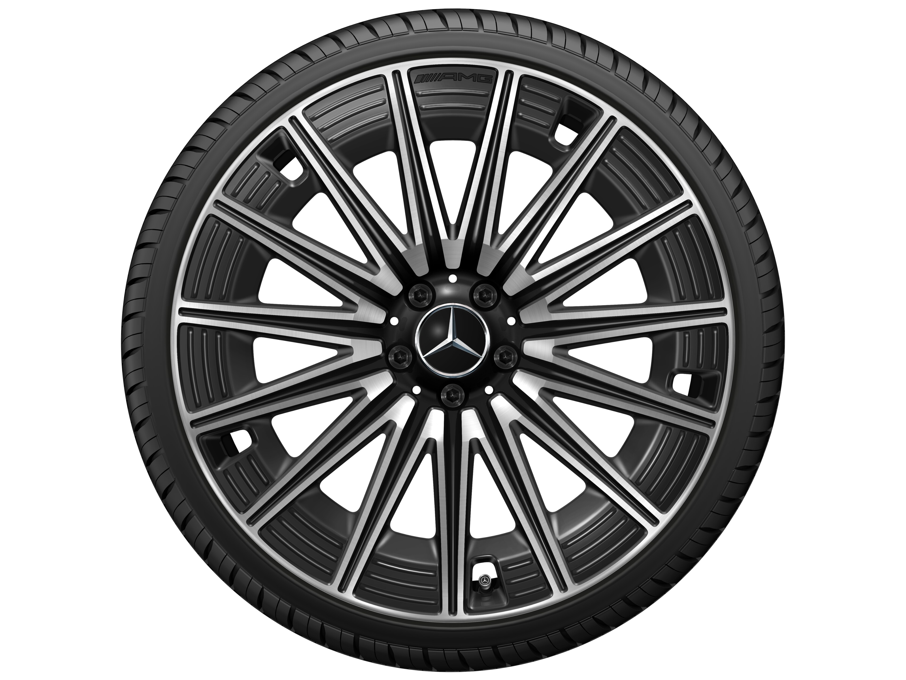 Mercedes-Benz - AMG Vielspeichen-Rad, 21 Zoll, 9,5 J x 21 ET 51, schwarz, glanzgedreht